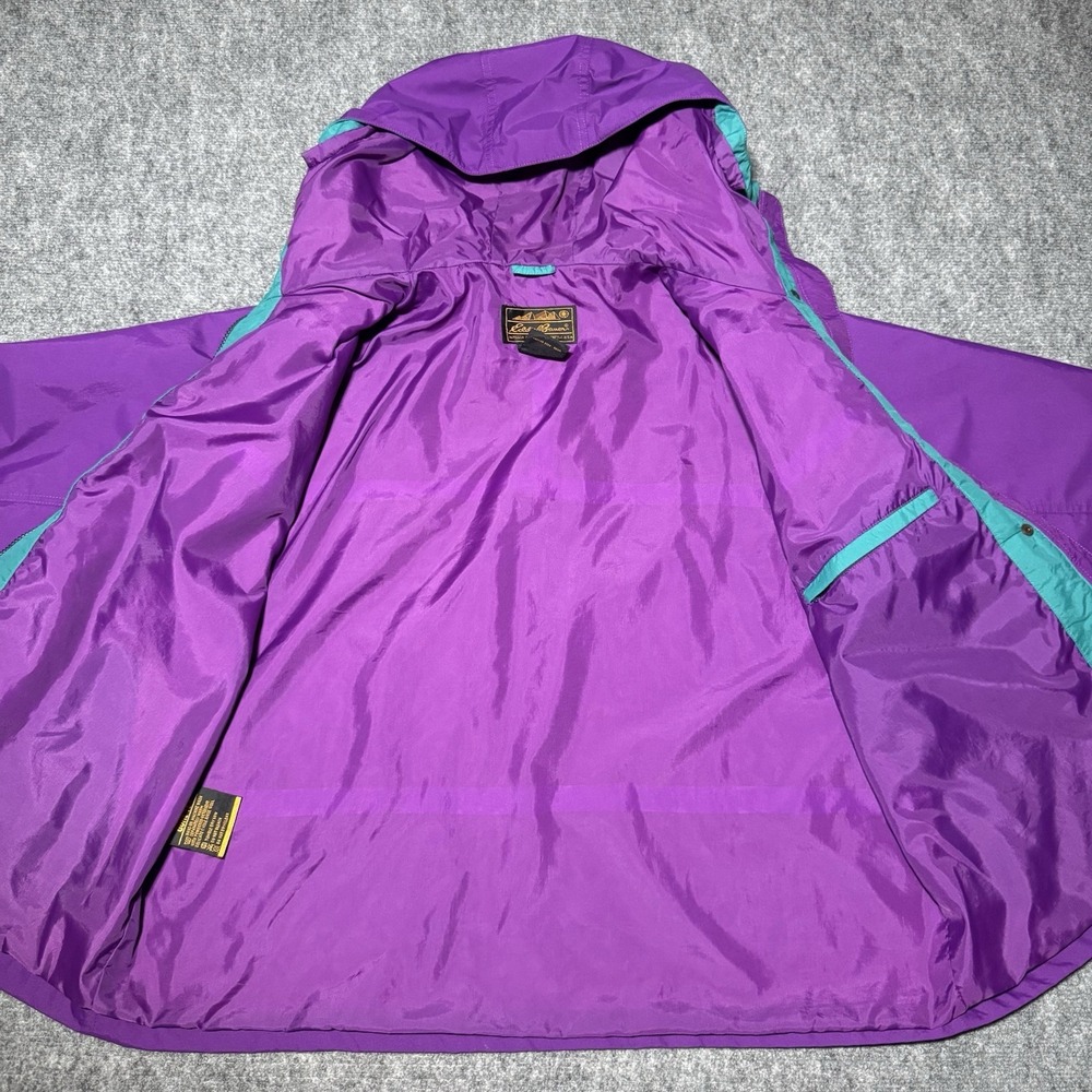 Vintage Eddie Bauer Jacket Mens XL Purple Teal Gore-Tex Hooded Rain Coat 90s - Picture 5 of 12